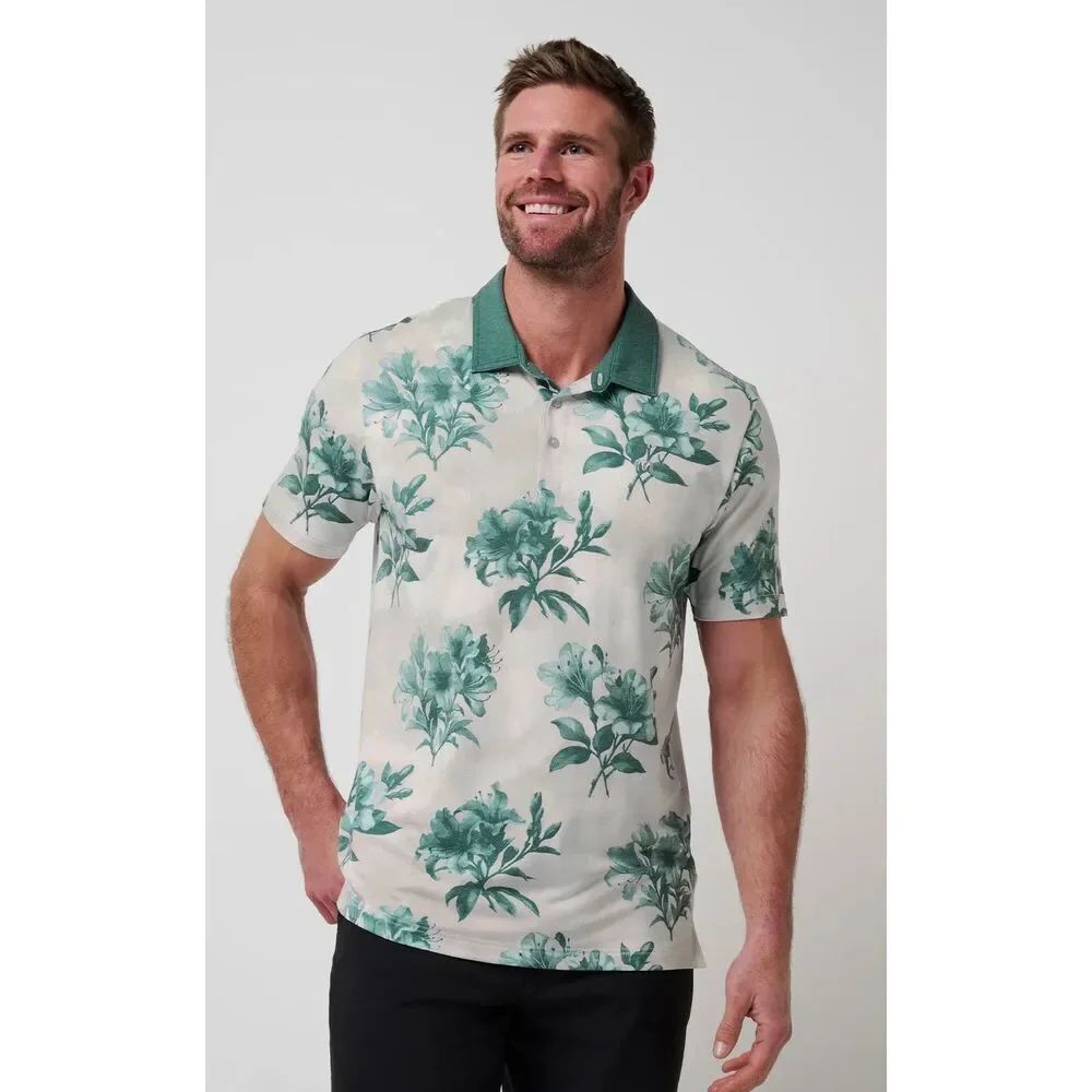 Travis Mathew Featherweight Sport Magnolia Polo Floral Moonbeam 2XL